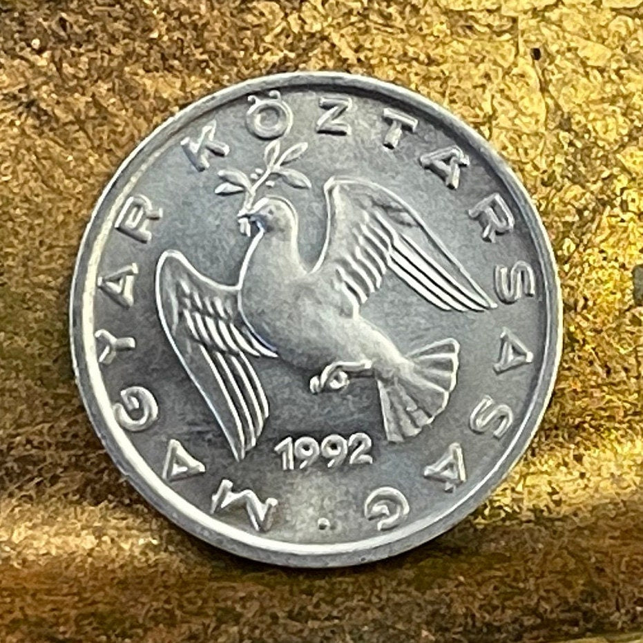 Dove of Peace with Olive Branch 10 Filler Hungary Authentic Coin Money for Jewelry and Craft Making
