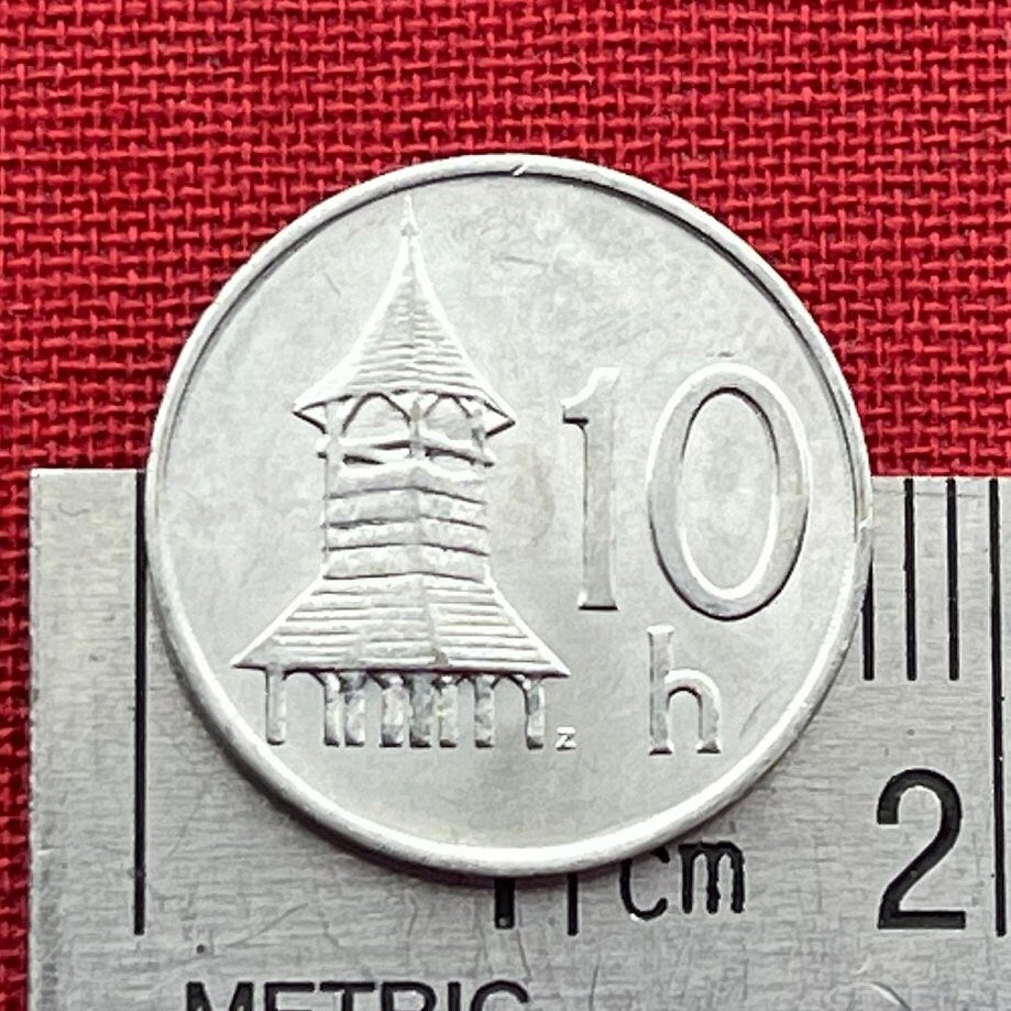 St. Nicholas Church Octagonal Belfry 10 Haleru Slovak Republic Authentic Coin Money for Jewelry and Craft Making (Church Bells)