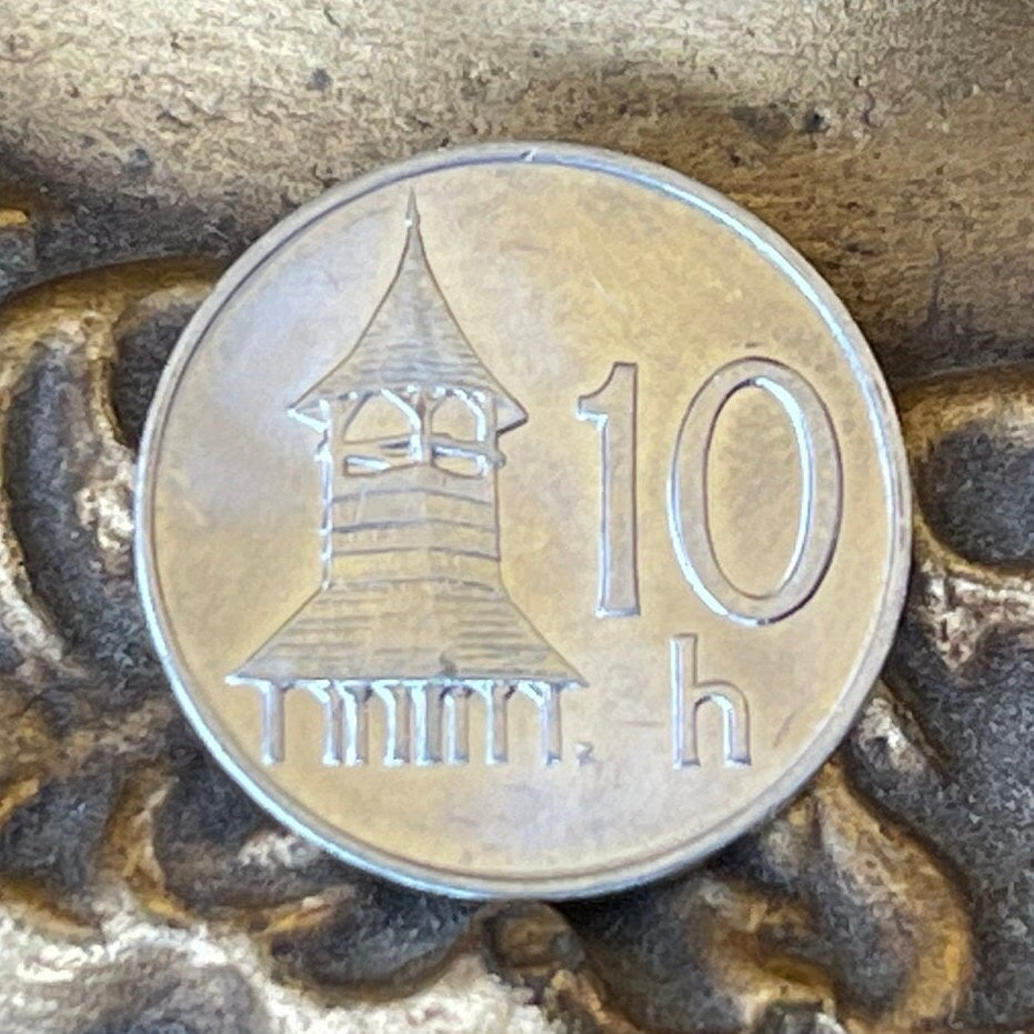 St. Nicholas Church Octagonal Belfry 10 Haleru Slovak Republic Authentic Coin Money for Jewelry and Craft Making (Church Bells)