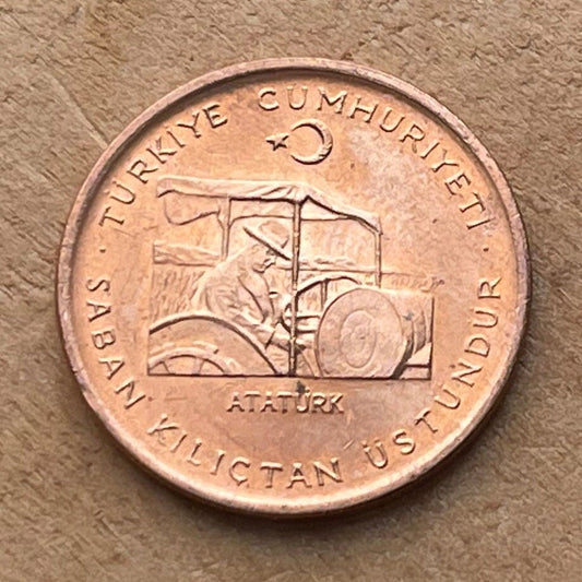 Ataturk Driving Tractor 10 Kuruş Turkey Authentic Coin Money for Jewelry and Craft Making (Plow is Better than Sword)