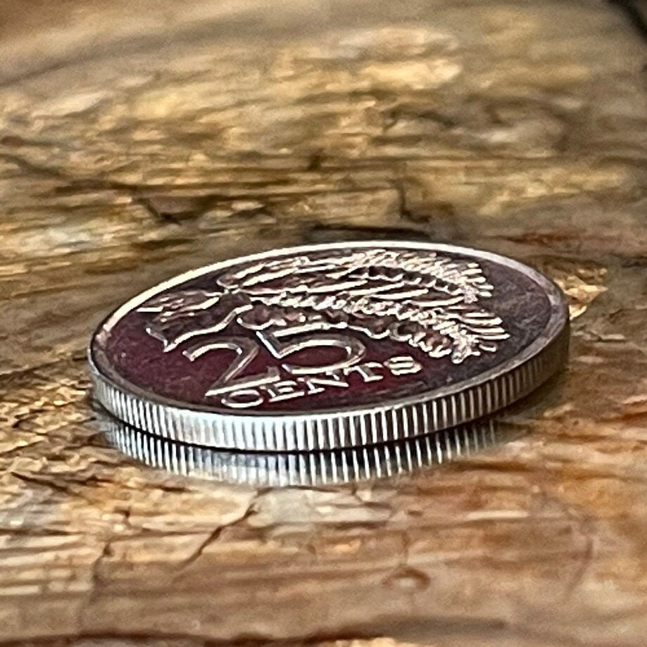 Wild Poinsettia 25 Cents Trinidad and Tobago Authentic Coin Money for Jewelry and Craft Making (Chaconia) (Christmas Flower)