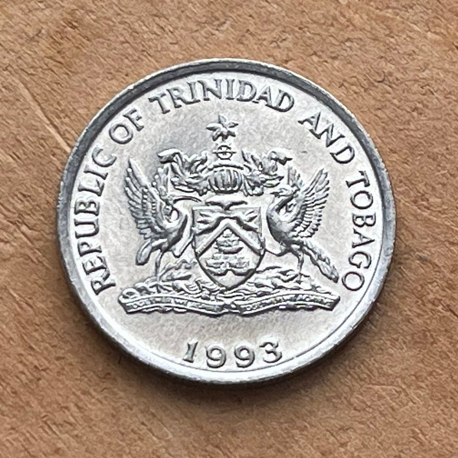Wild Poinsettia 25 Cents Trinidad and Tobago Authentic Coin Money for Jewelry and Craft Making (Chaconia) (Christmas Flower)