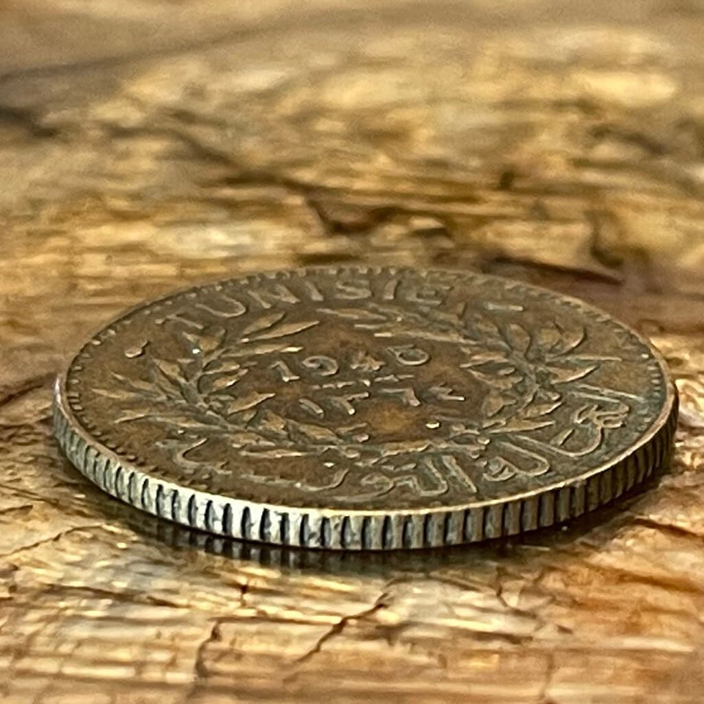 Olive Wreath 1 Franc Tunisia Authentic Coin Money for Jewelry and Craft Making (Tunisian Labour) (Chambers of Commerce Token) CONDITION:FINE
