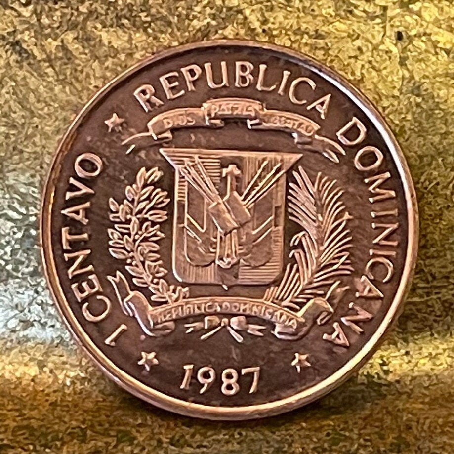 Taíno Cacique Caonabo (Columbus-Resister) 1 Centavo Dominican Republic Authentic Coin Money for Jewelry and Craft Making (Indigenous Leader)