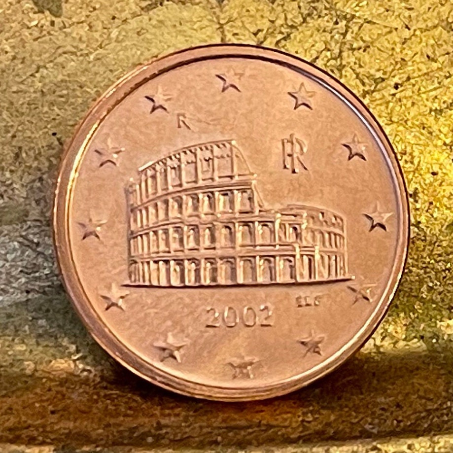 Roman Colosseum 5 Euro Cents Italy Authentic Coin Money for Jewelry and Craft Making (Flavian Amphitheatre) (Gladiator) (Roman Emperor)