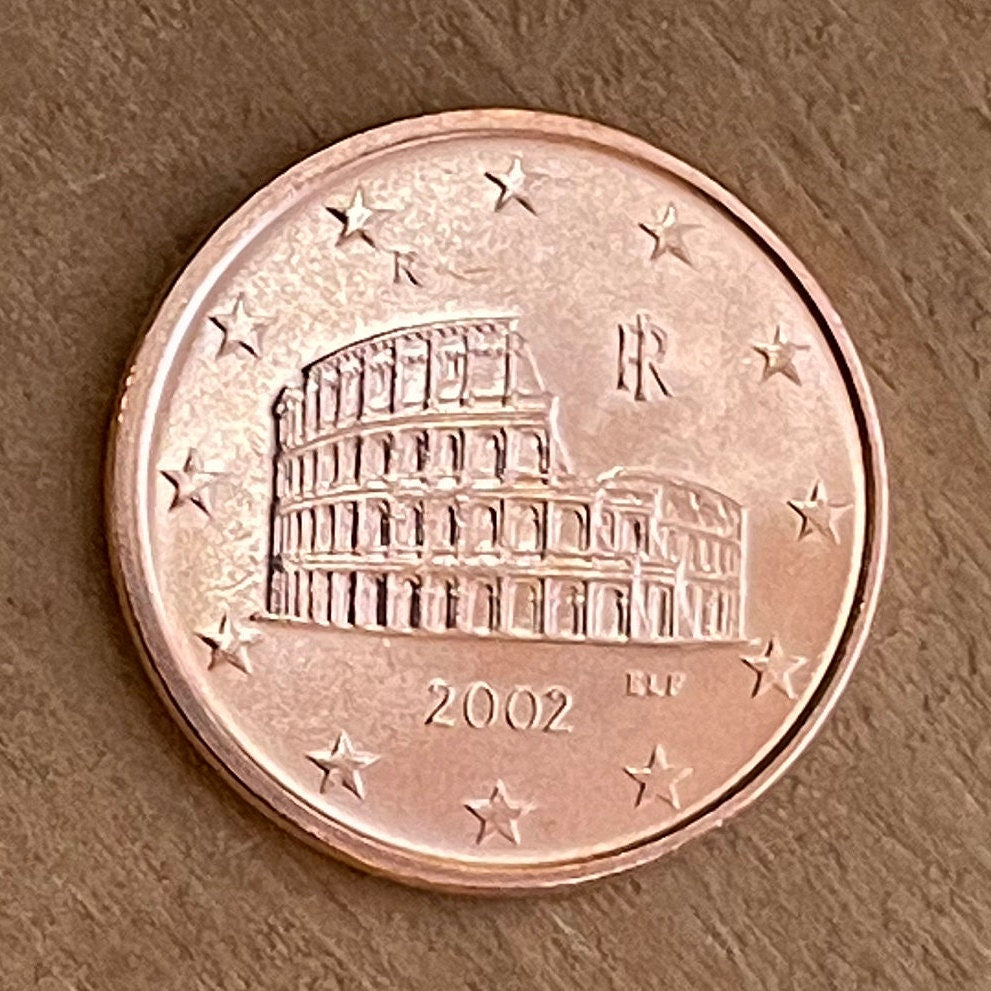 Roman Colosseum 5 Euro Cents Italy Authentic Coin Money for Jewelry and Craft Making (Flavian Amphitheatre) (Gladiator) (Roman Emperor)