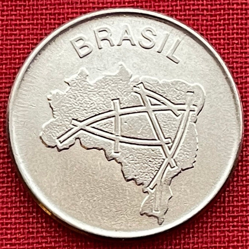 Brazil Highway Map 10 Cruzieros Brazil Authentic Coin Money for Jewelry and Craft Making (Long Distance Driving)