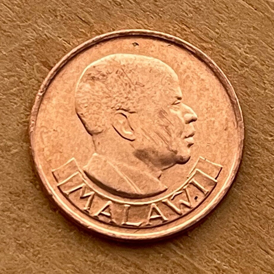 President for Life Hastings Kamuzu Banda & Wild Rooster 1 Tambala Authentic Coin Money for Jewelry (Free Range Indigenous Chicken)