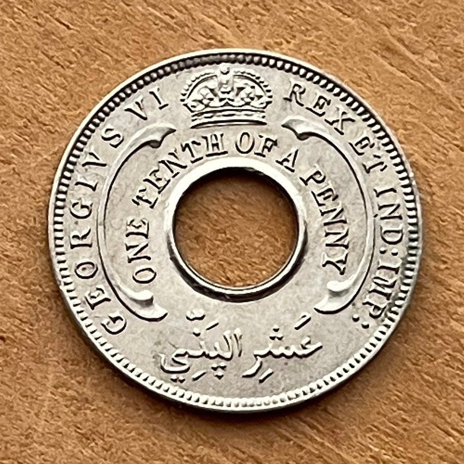 Hexagram Star & George VI Crown with Hole 1/10th Penny British West Africa Authentic Coin Money for Jewelry (King George VI) 6-Pointed Star