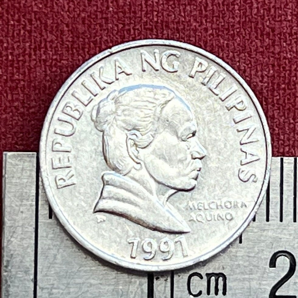 Mother of Revolution Melchora Aquino & Waling-Waling Orchid 5 Sentimo Philippines Authentic Coin Money for Jewelry (Queen of Flowers)