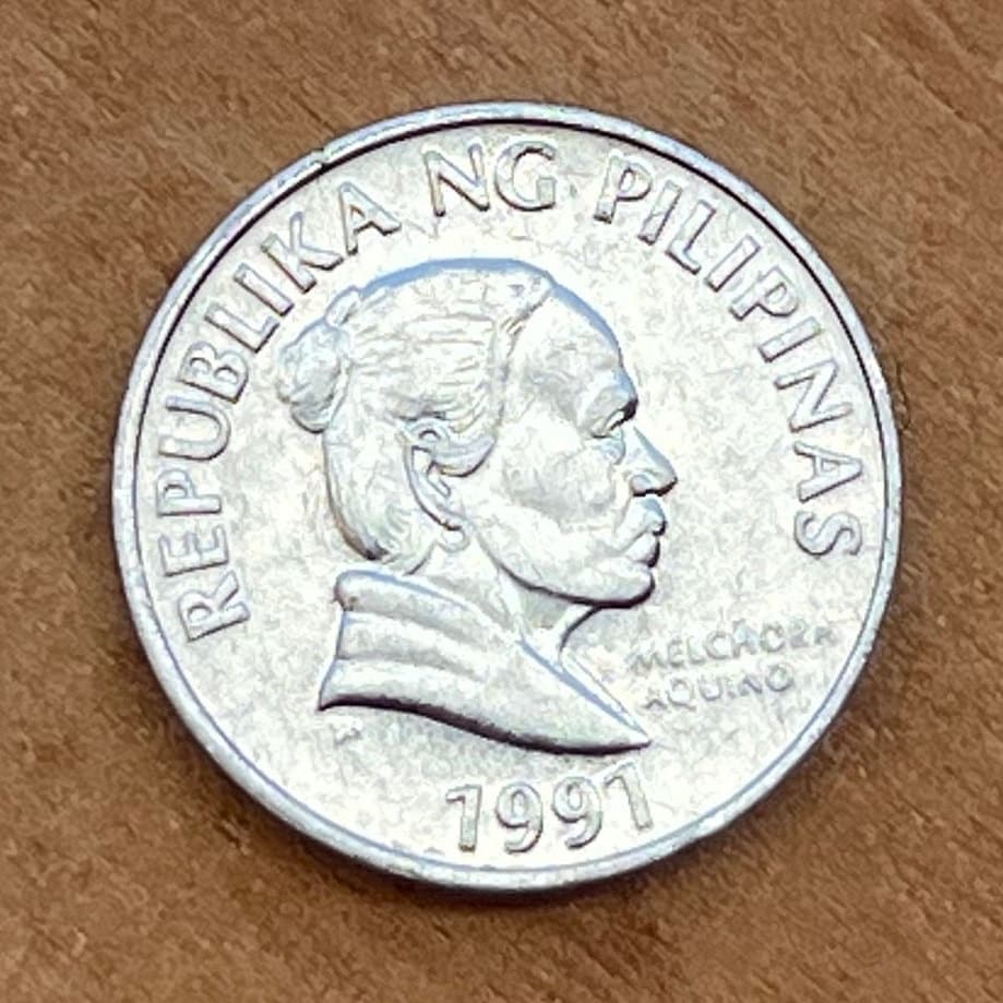 Waling-Waling Orchid & Mother of Revolution Melchora Aquino 5 Sentimo Philippines Authentic Coin Money for Jewelry (Queen of Flowers)