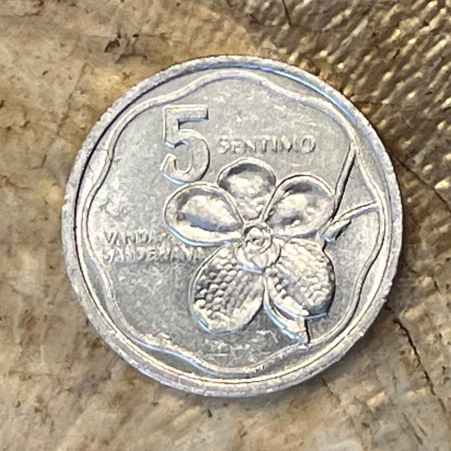 Waling-Waling Orchid & Mother of Revolution Melchora Aquino 5 Sentimo Philippines Authentic Coin Money for Jewelry (Queen of Flowers)