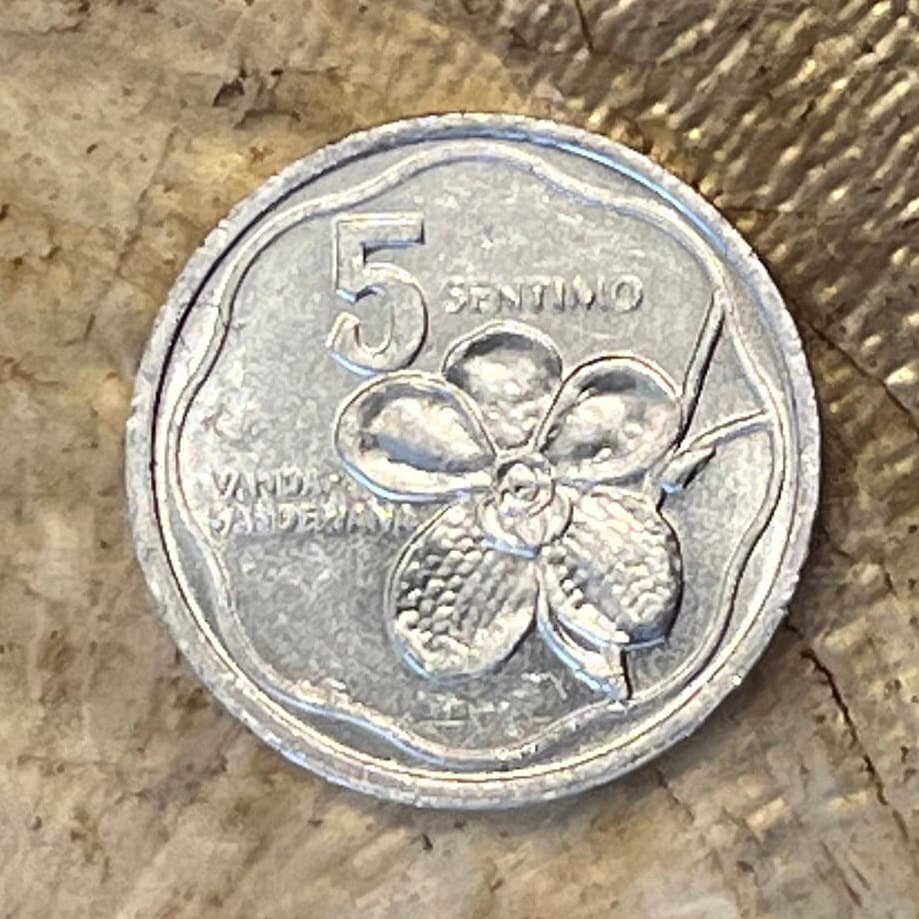 Mother of Revolution Melchora Aquino & Waling-Waling Orchid 5 Sentimo Philippines Authentic Coin Money for Jewelry (Queen of Flowers)