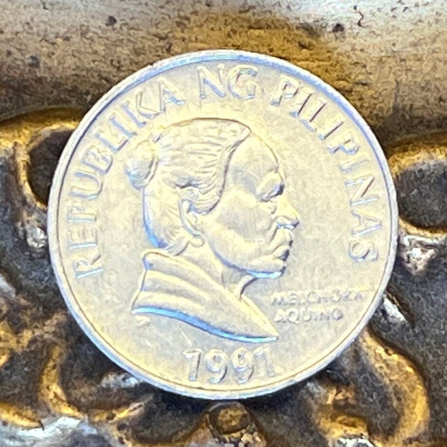 Mother of Revolution Melchora Aquino & Waling-Waling Orchid 5 Sentimo Philippines Authentic Coin Money for Jewelry (Queen of Flowers)