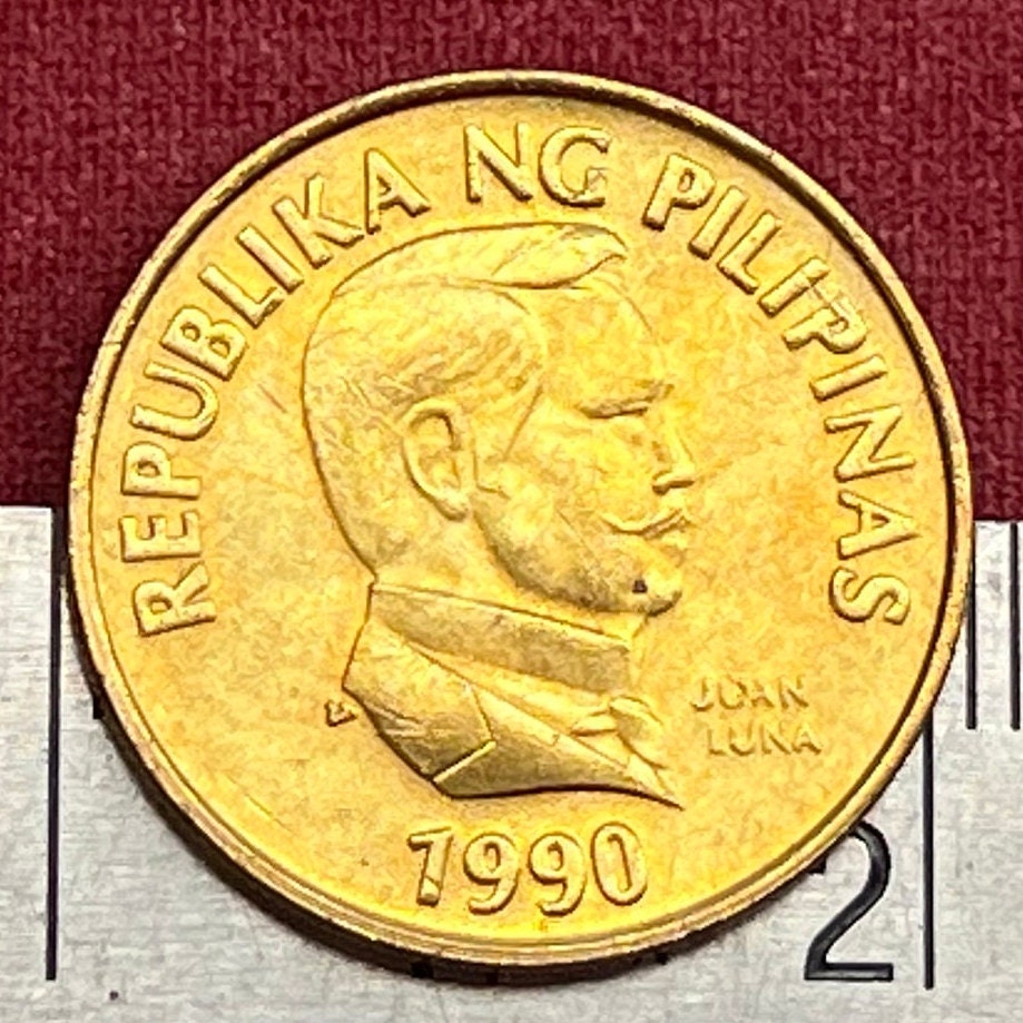 Swallowtail Butterfly & Revolutionary Artist Juan Luna 25 Sentimo Philippines Authentic Coin Money for Jewelry (Graphium Idaeoides)
