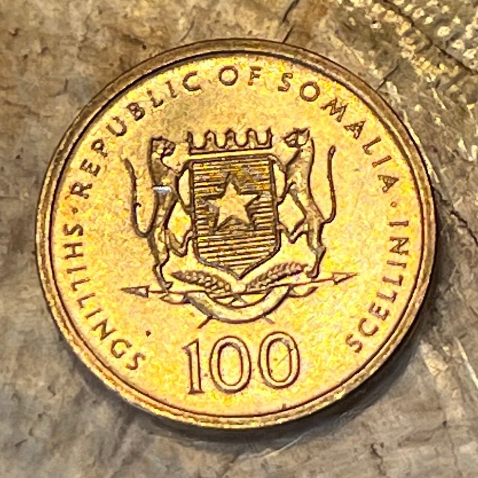 Queen of Sheba 100 Shillings Somalia Authentic Coin Money for Jewelry and Craft Making (Ethiopia) (Solomon) (Bible Coin) 2002