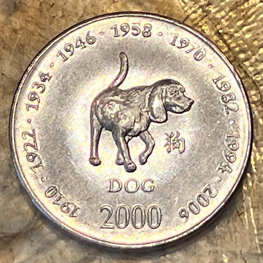 Year of the Dog Chinese Zodiac 10 Shillings Somalia Authentic Coin Money for Jewelry and Crafts 1910·1922·1934·1946·1958·1970·1982·1994·2006