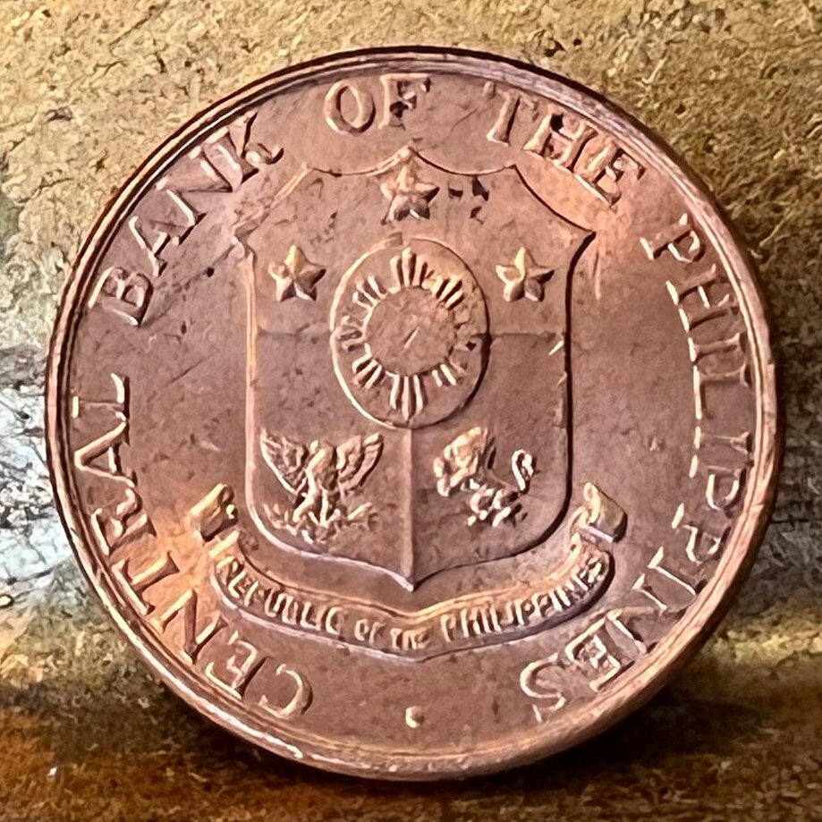Hammering Man at Anvil near Mayon Volcano 10 Centavos Philippines Authentic Coin Money for Jewelry and Craft Making