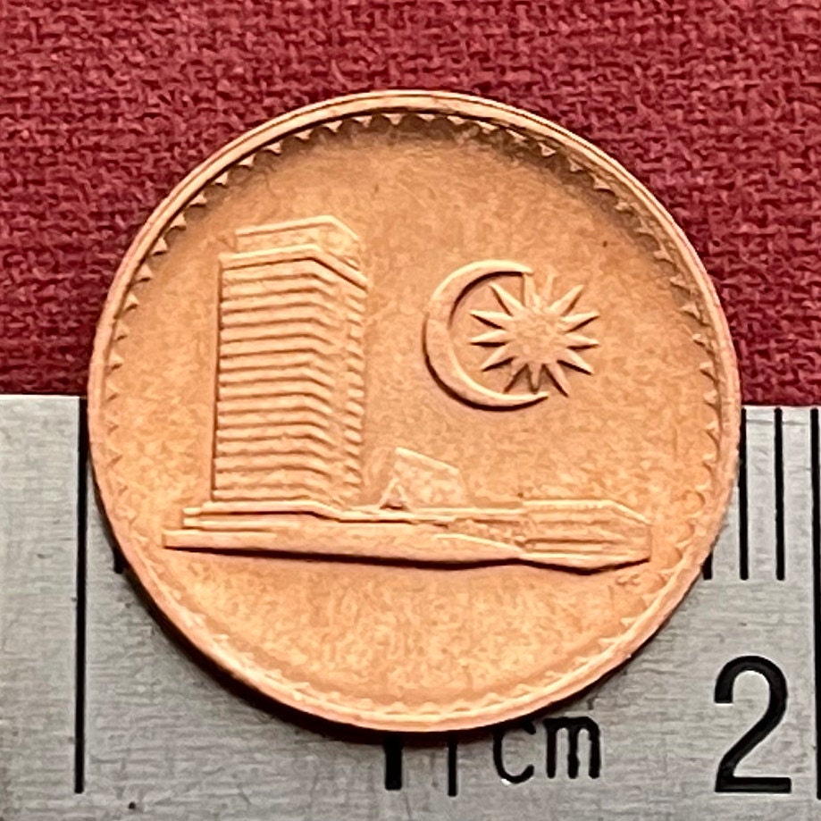 Houses of Parliament & Star and Crescent 1 Sen Malaysia Authentic Coin Money for Jewelry and Craft Making