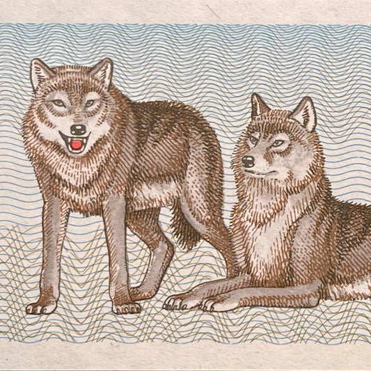 Wolves 500 Talonų Lithuania Authentic Banknote Money for Jewelry and Collage (1993) (Wolf) (Canis Lupus)