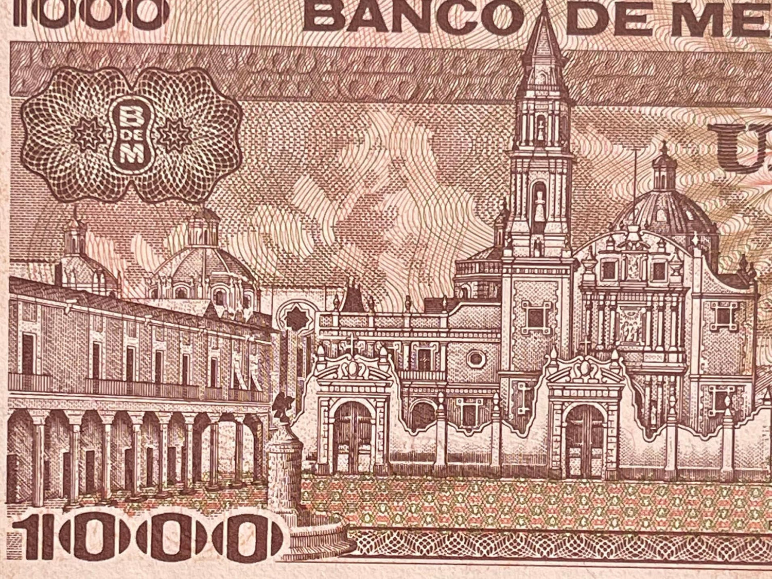 Poet Sor Juana Inés de la Cruz & Church of Santo Domingo 1000 Pesos Mexico Authentic Banknote Money for Jewelry and Collage (Tenth Muse)