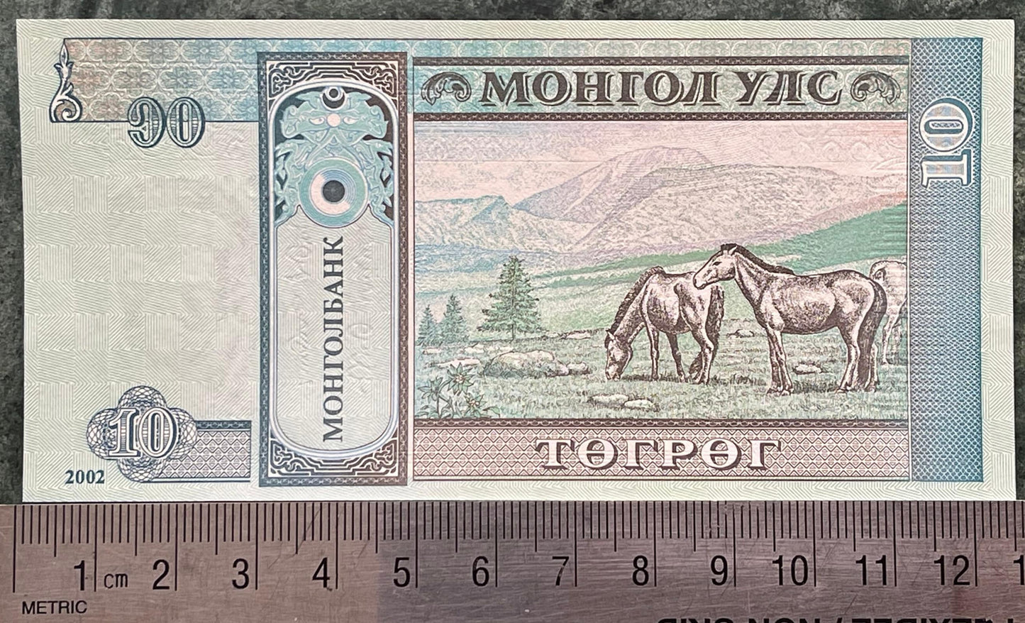 Mongol Horses & Revolutionary Damdin Sükhbaatar 10 Tögrög Mongolia Authentic Banknote Money for Jewelry Craft (Soyombo) (Paiza) Genghis Khan