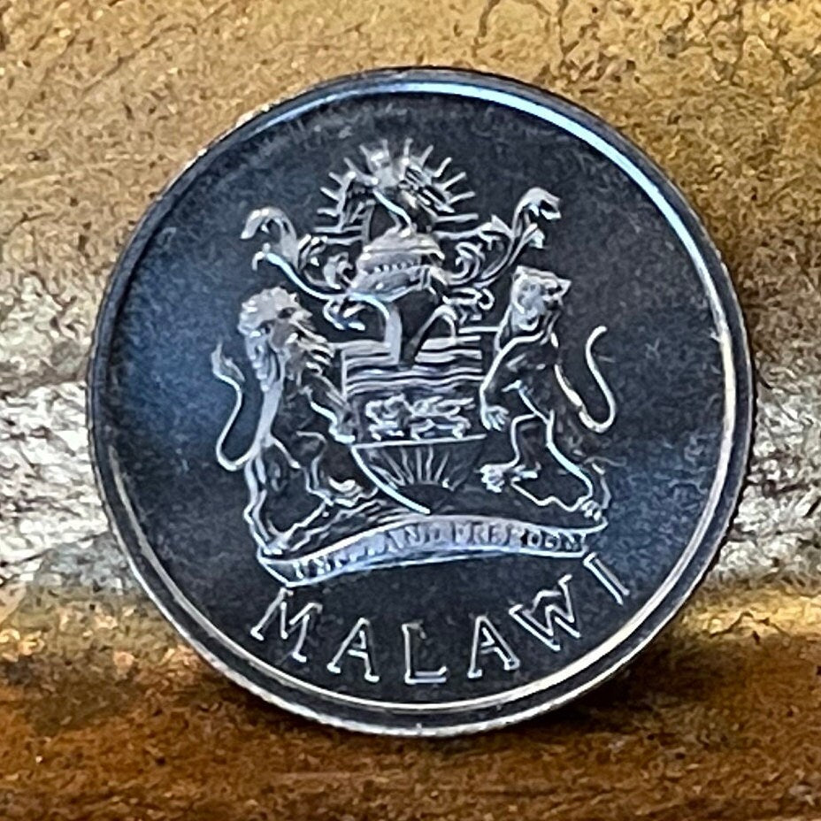 Purple Heron 5 Tambala Malawi Authentic Coin Money for Jewelry and Craft Making (Unity and Freedom)
