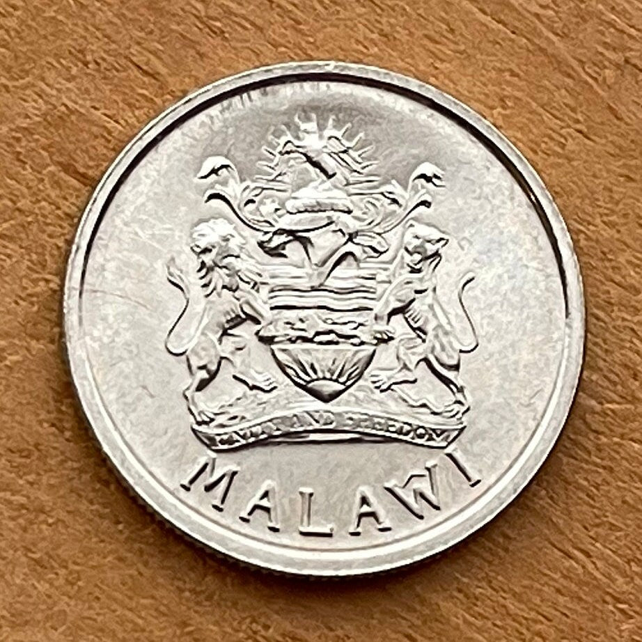 Purple Heron 5 Tambala Malawi Authentic Coin Money for Jewelry and Craft Making (Unity and Freedom)