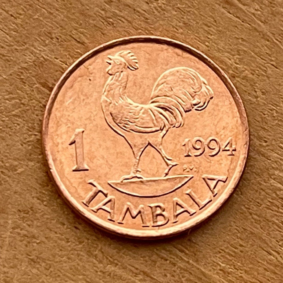 Wild Rooster & Hastings Kamuzu Banda 1 Tambala Authentic Coin Money for Jewelry and Craft Making (Free Range Indigenous Chicken)