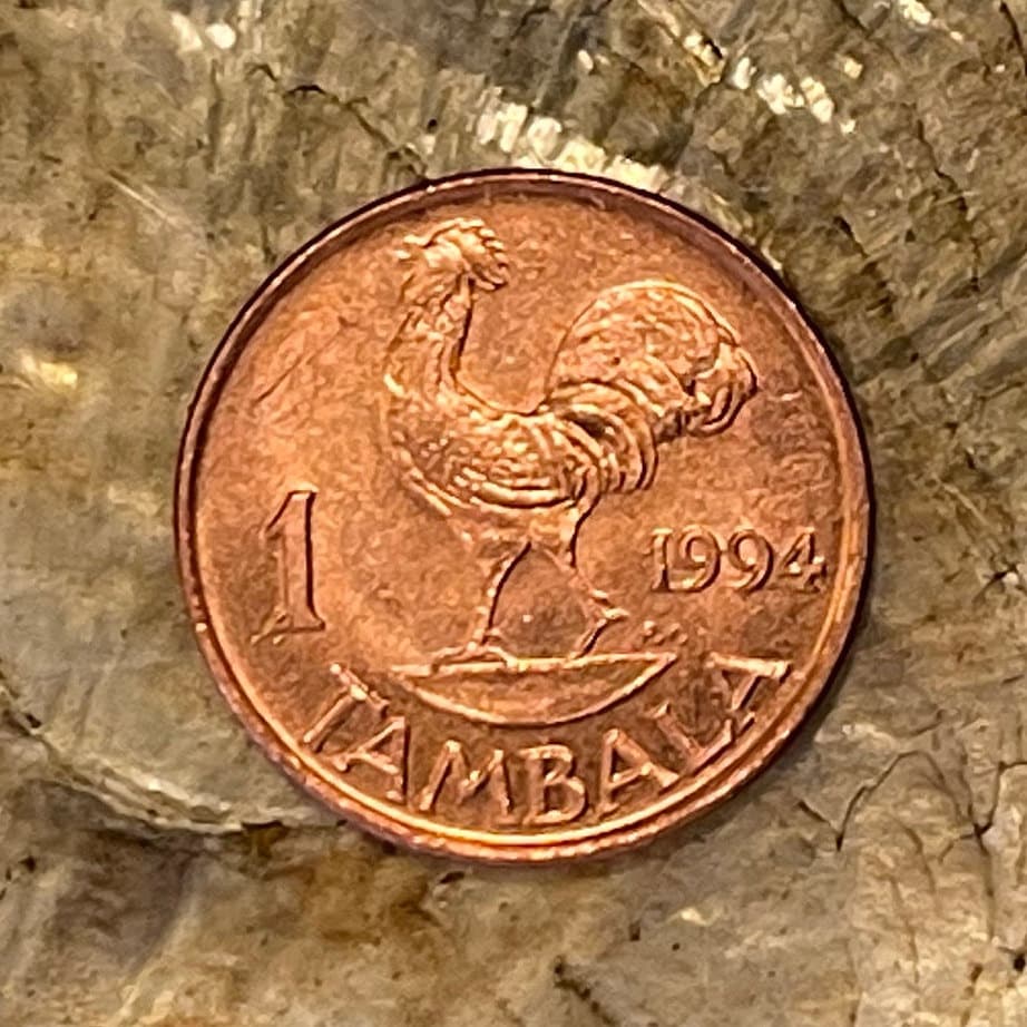 President for Life Hastings Kamuzu Banda & Wild Rooster 1 Tambala Authentic Coin Money for Jewelry (Free Range Indigenous Chicken)