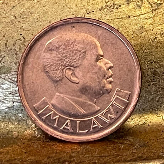 President for Life Hastings Kamuzu Banda & Wild Rooster 1 Tambala Authentic Coin Money for Jewelry (Free Range Indigenous Chicken)