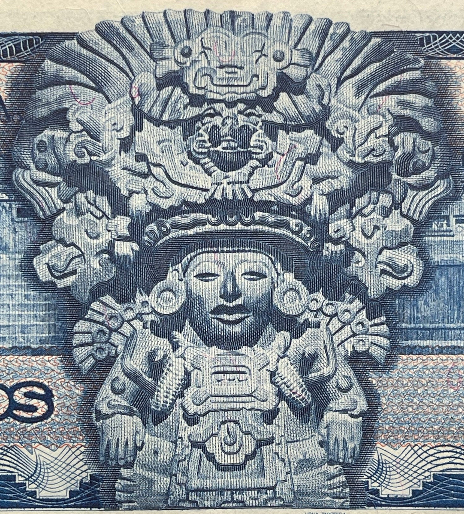 Zapotec Maize God of Abundant Sustenance Pitao Cozobi & Benito Juarez 50 Pesos Mexico Authentic Banknote Money for Collage (Oaxaca) (Palace)