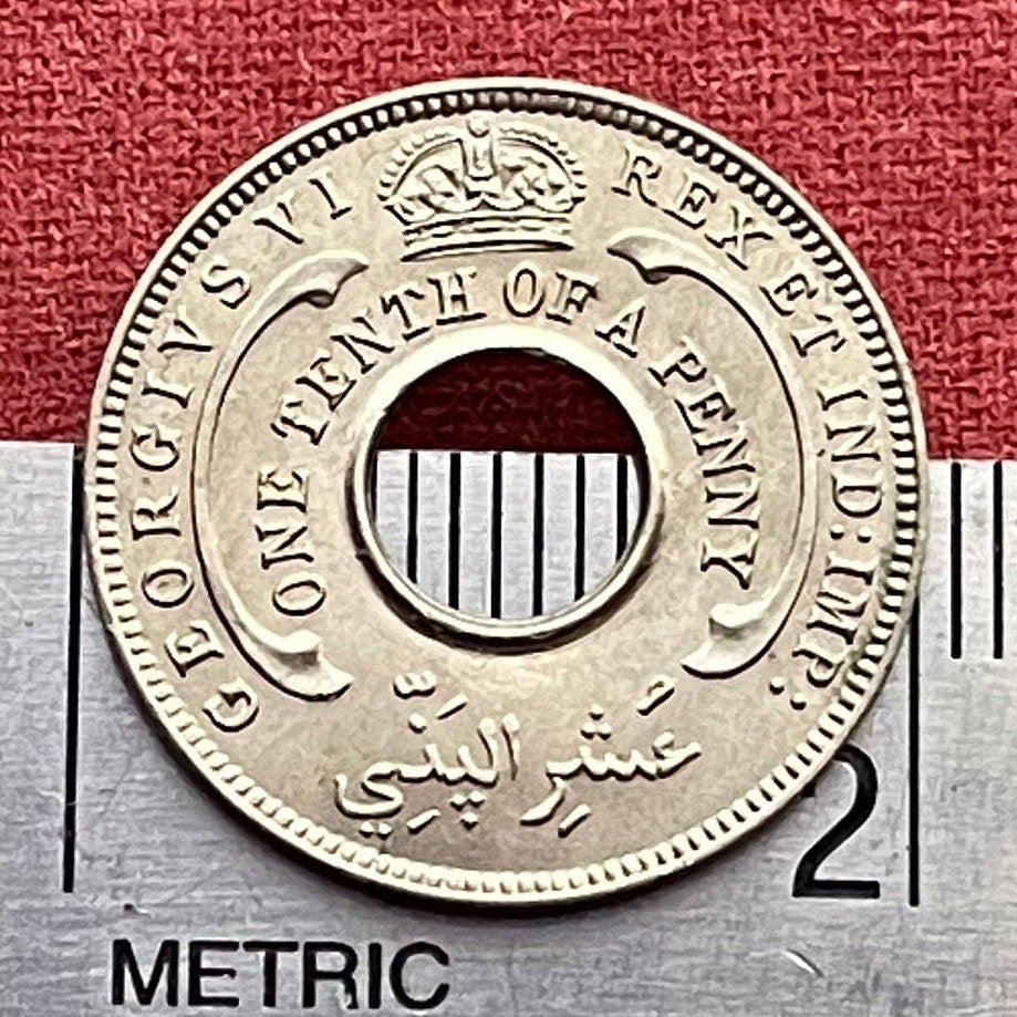 Hexagram Star & George VI Crown with Hole 1/10th Penny British West Africa Authentic Coin Money for Jewelry (King George VI) 6-Pointed Star