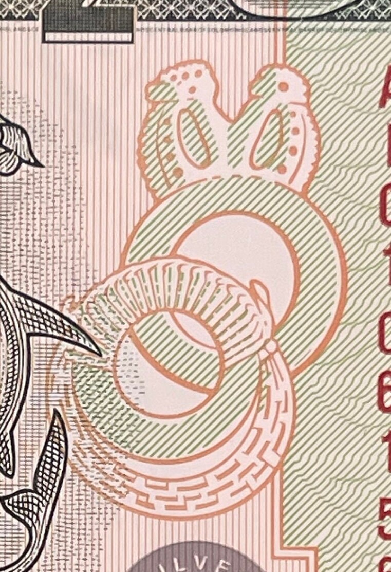 Maraufo Coming of Age Fishing Initiation 2 Dollars Solomon Islands Authentic Banknote Money for Jewelry and Collage (Tuna) (Bokolo) (Falcon)