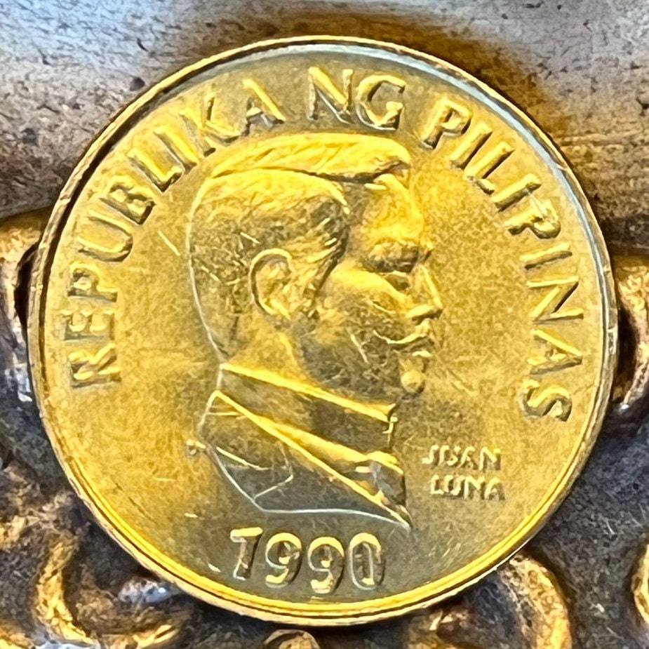 Swallowtail Butterfly & Revolutionary Artist Juan Luna 25 Sentimo Philippines Authentic Coin Money for Jewelry (Graphium Idaeoides)