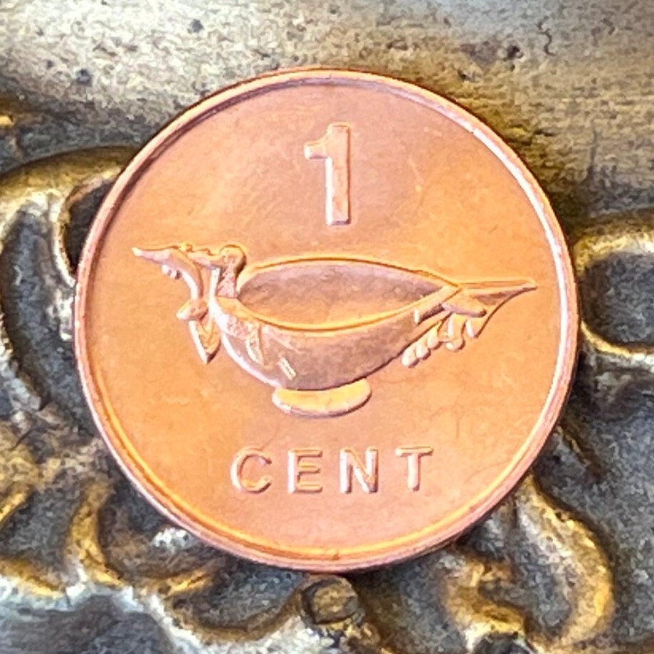 Frigatebird Catching Bonito Fish Carved Bowl 1 Cent Solomon Islands Authentic Coin Money for Jewelry and Craft Making (Bonito Fish Society)