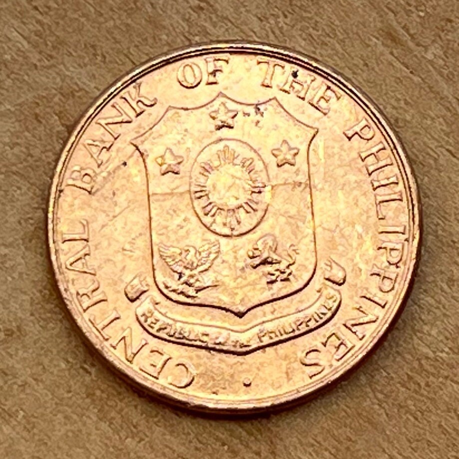 Hammering Man at Anvil near Mayon Volcano 10 Centavos Philippines Authentic Coin Money for Jewelry and Craft Making