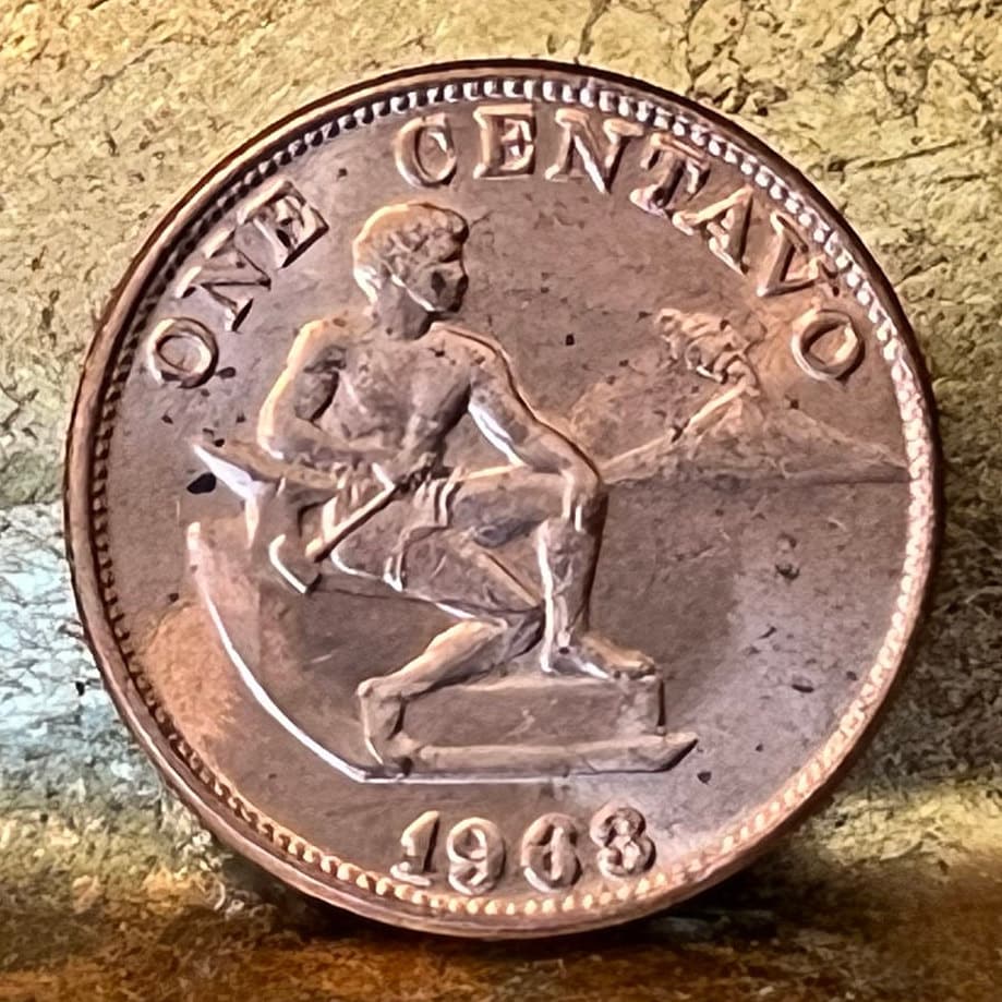Hammering Man at Anvil near Mayon Volcano 10 Centavos Philippines Authentic Coin Money for Jewelry and Craft Making