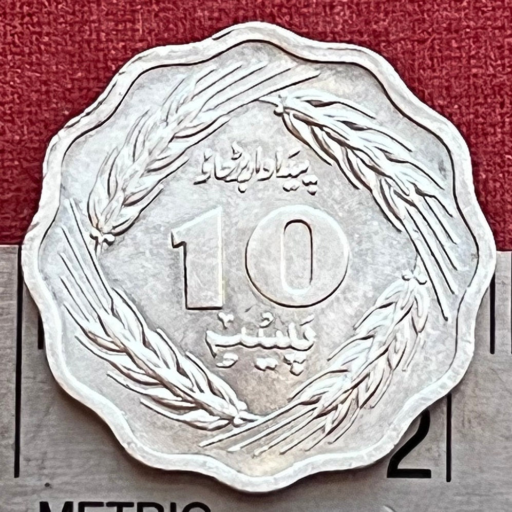 Minar-e-Pakistan & Star and Crescent 10 Paisa Pakistan Authentic Coin Money for Jewelry and Craft Making (Lahore Incident) (Scalloped Coin)