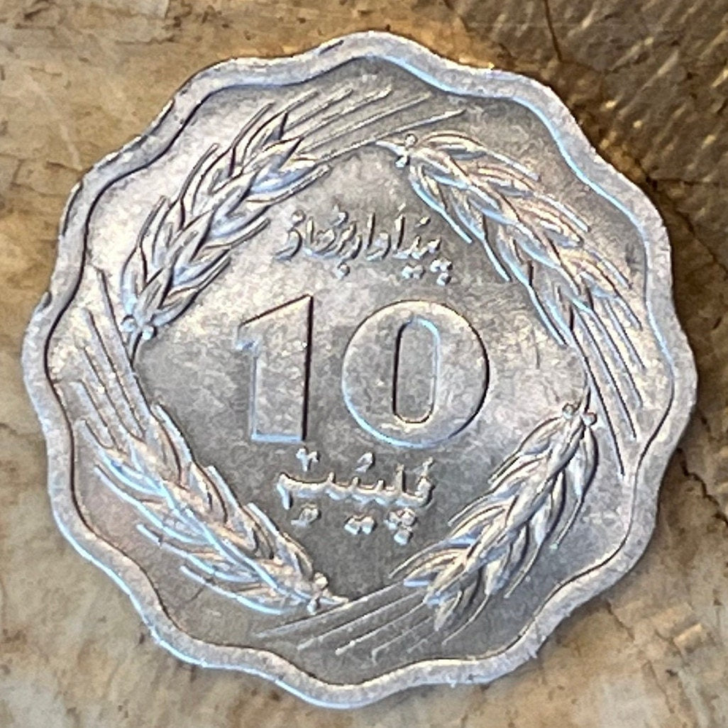 Minar-e-Pakistan & Star and Crescent 10 Paisa Pakistan Authentic Coin Money for Jewelry and Craft Making (Lahore Incident) (Scalloped Coin)