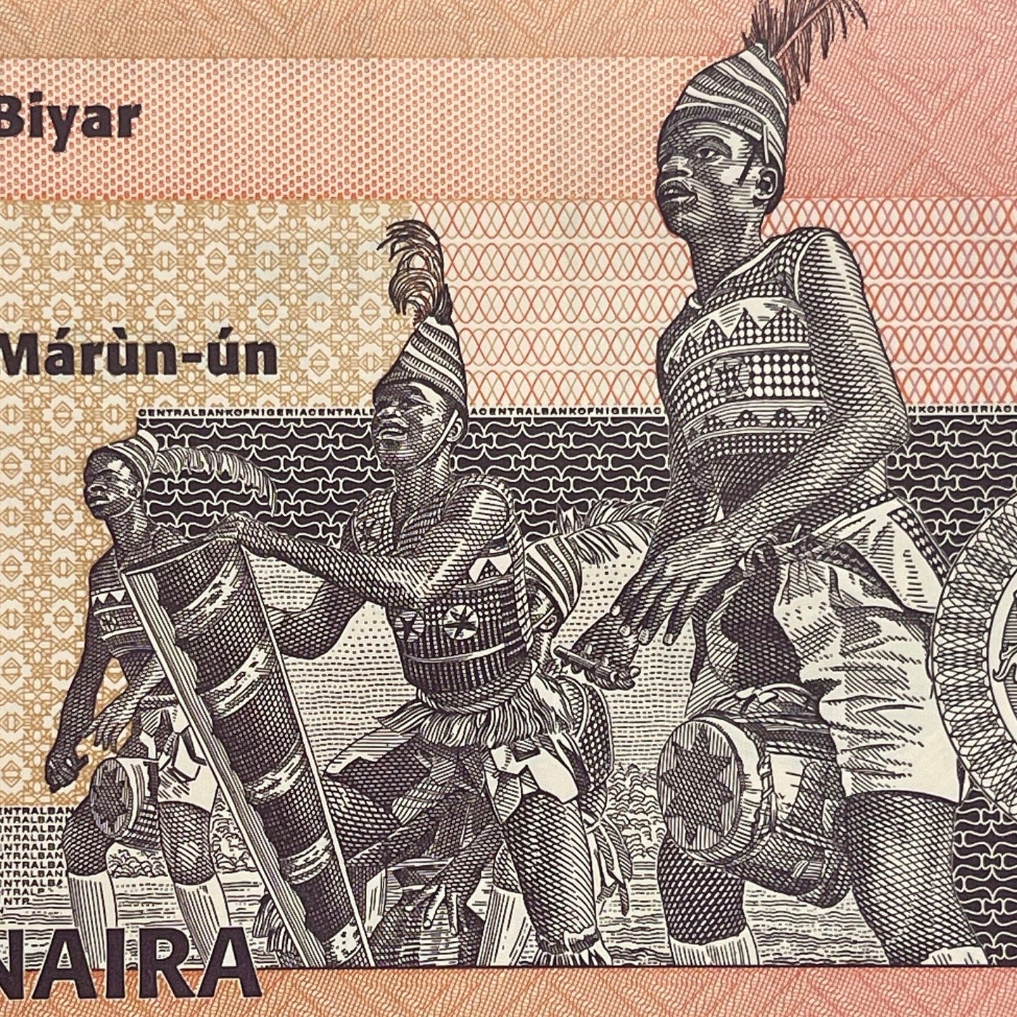 Mkpokiti Cultural Troupe & Alhaji Sir Abubakar Tafawa Balewa 5 Naira Nigeria Authentic Banknote Money for Collage (Polymer) (Drummers) Dance