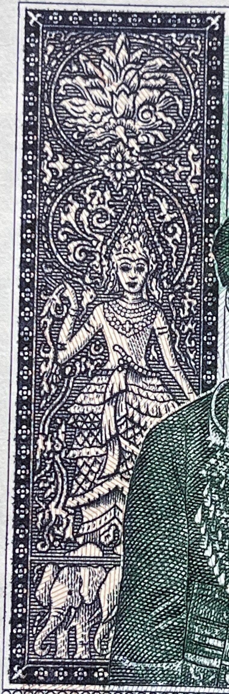 Diverse Lao Women; Indra Riding Airavata; Pha That Luang Buddhist Stupa & Cattle Grazing 1000 Kip Laos Authentic Banknote Money for Collage