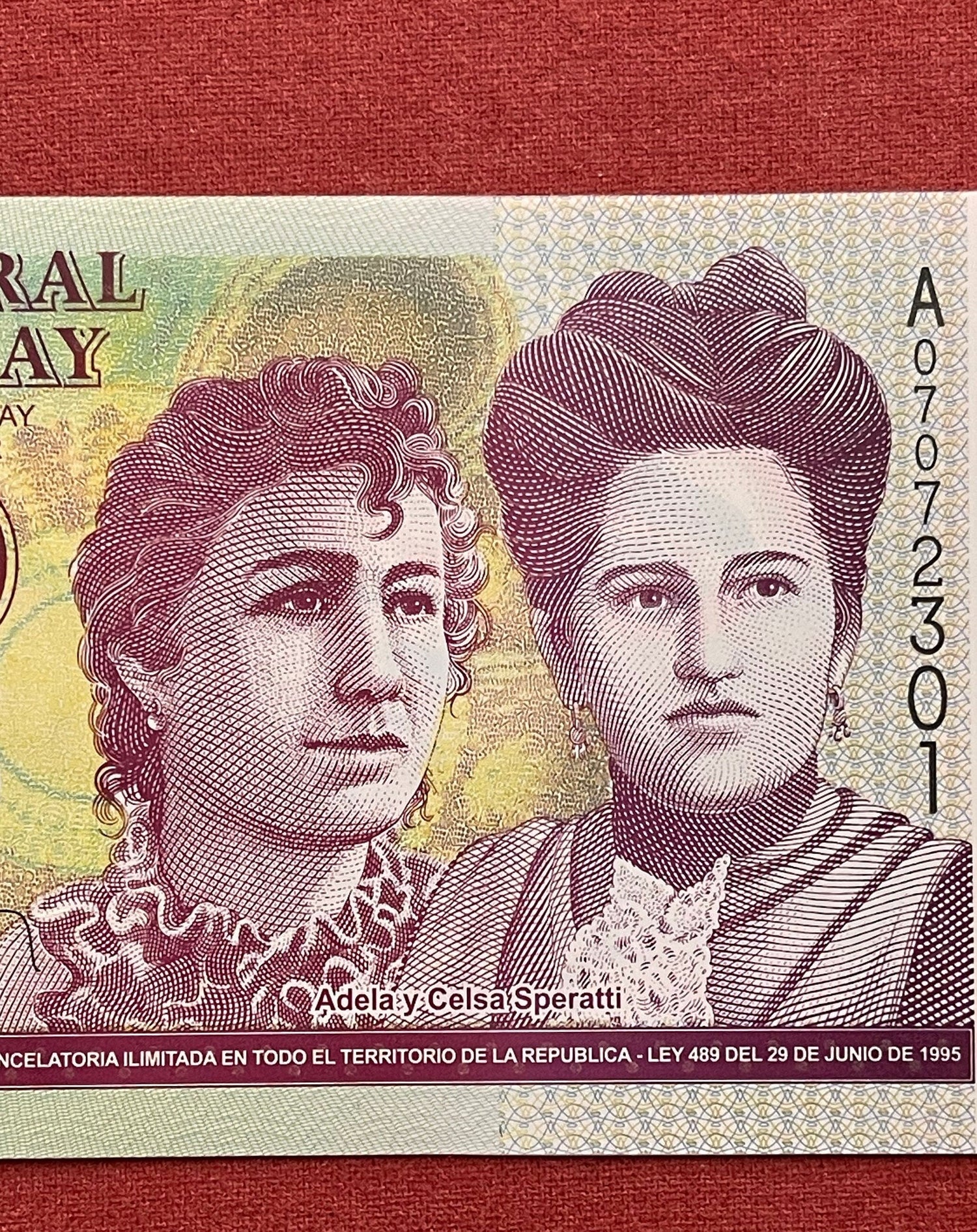 Educators Adela Speratti and Concepción Silva de Airaldi & Parade 2000 Guaranies Paraguay Authentic Banknote Money for Collage (Teachers)