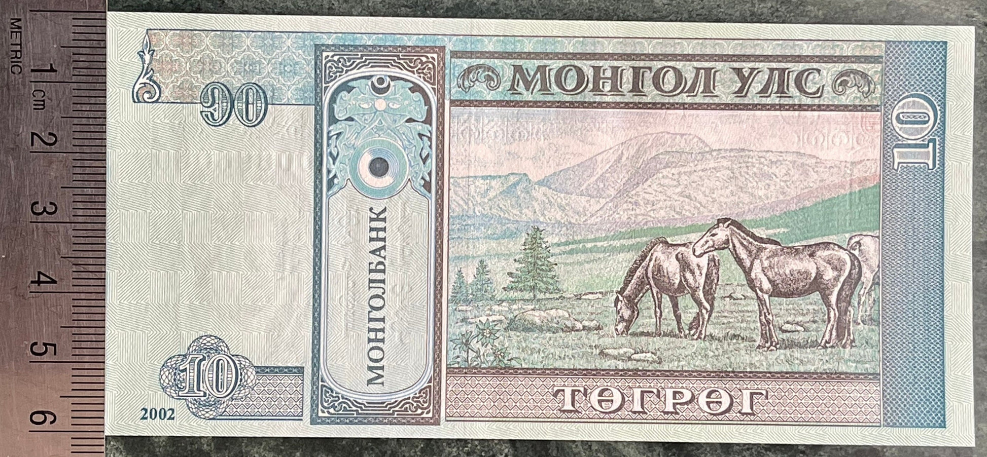 Mongol Horses & Revolutionary Damdin Sükhbaatar 10 Tögrög Mongolia Authentic Banknote Money for Jewelry Craft (Soyombo) (Paiza) Genghis Khan