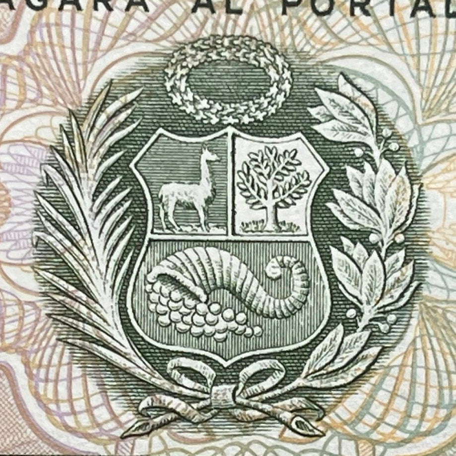 Inca Fortress Sacsayhuamán 5 Soles de Oro Peru Authentic Banknote Money for Jewelry and Craft Making (Cusco) (Pachacuti Inca Yupanqui)