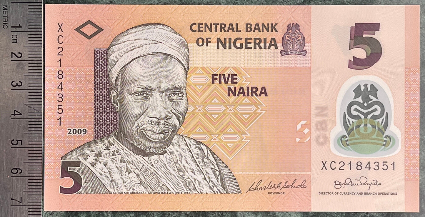 Mkpokiti Cultural Troupe & Alhaji Sir Abubakar Tafawa Balewa 5 Naira Nigeria Authentic Banknote Money for Collage (Polymer) (Drummers) Dance
