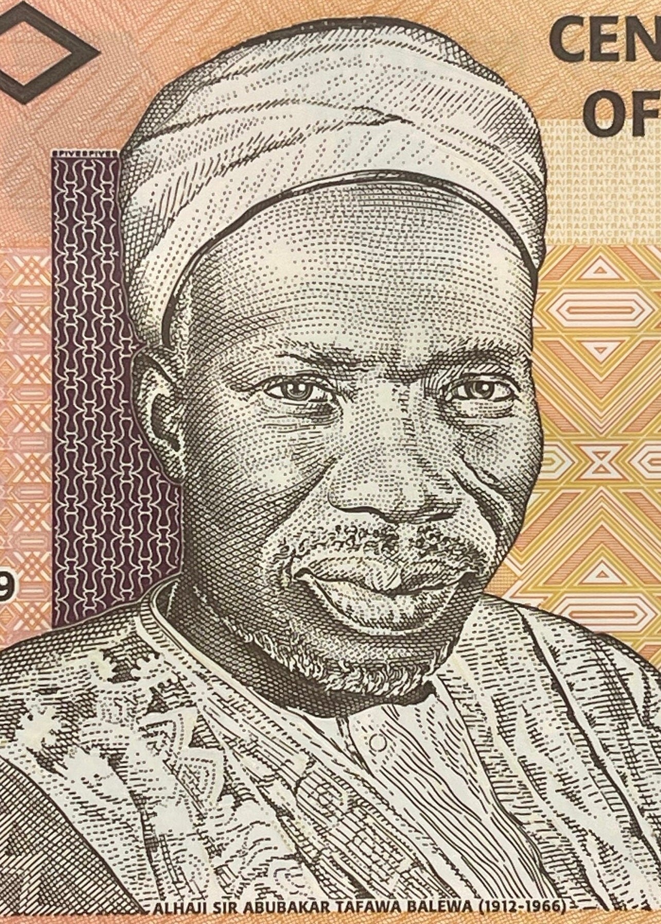 Mkpokiti Cultural Troupe & Alhaji Sir Abubakar Tafawa Balewa 5 Naira Nigeria Authentic Banknote Money for Collage (Polymer) (Drummers) Dance