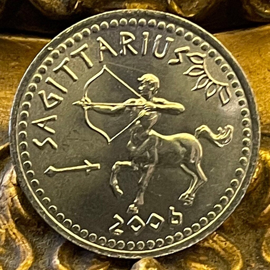 Sagittarius the Archer Centaur 10 Shillings Somaliland Authentic Coin Money for Jewelry and Craft Making (Zodiac Series) (Astrology) Chiron