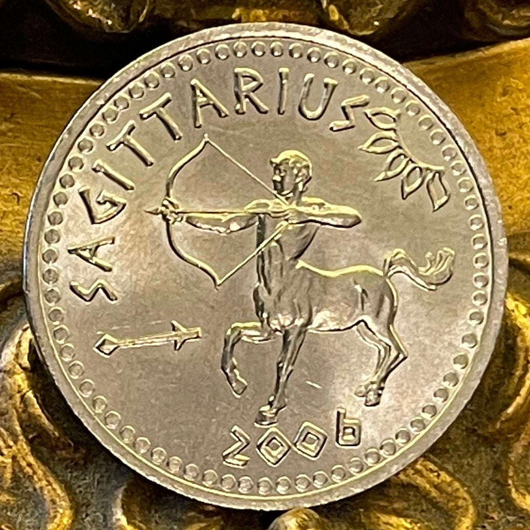 Sagittarius the Archer Centaur 10 Shillings Somaliland Authentic Coin Money for Jewelry and Craft Making (Zodiac Series) (Astrology) Chiron