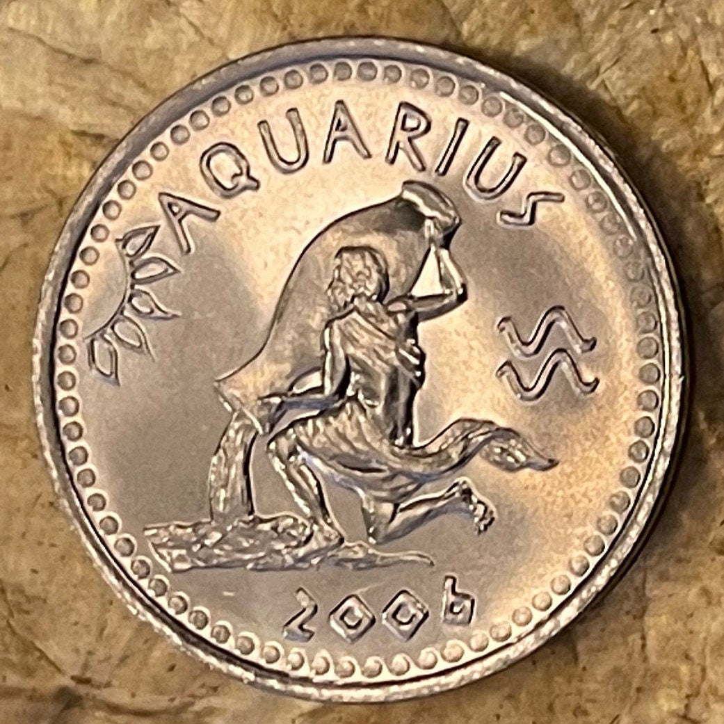 Aquarius 10 Shillings Somaliland Authentic Coin Money for Jewelry and Craft Making (Zodiac Series) (Astrology) (Water Carrier) Ganymede